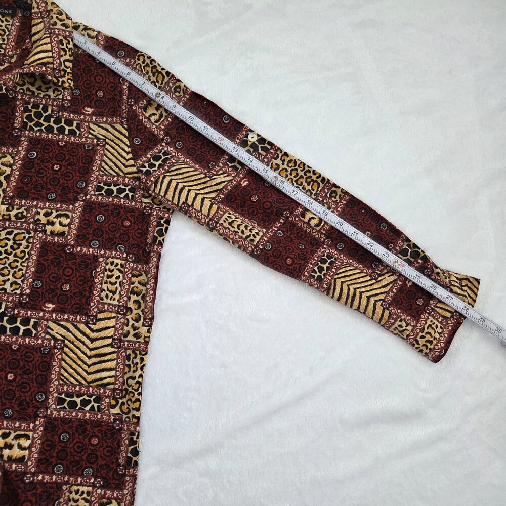 90s Animal Patchwork Button Down Top Medium Leopa… - image 14